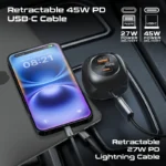 Promate PowerDrive-RCI81 81W Car Charger with Dual Retractable PD Cables POWERDRIVE-RCI81