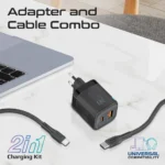 Promate PowerPort-25CC 25W PD QC3.0 Wall Charger with 60W USB-C Cable PowerPort-25CC.Black.UK