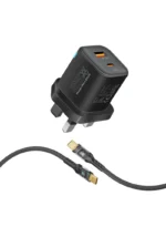 Promate PowerPort-25CC 25W PD QC3.0 Wall Charger with 60W USB-C Cable PowerPort-25CC.Black.UK