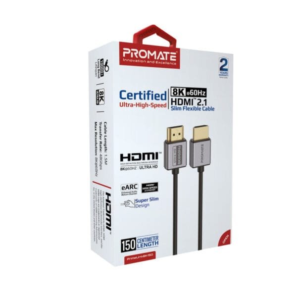 Promate PrimeLink8K-150 Ultra High-Speed HDMI 2.1 Cable 8K@60Hz 1.5m PRIMELINK8K-150