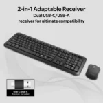 Promate ProCombo-6 Wireless Ergonomic Keyboard and Mouse Combo, USB-A/USB-C Dual Connectivity PROCOMBO-6