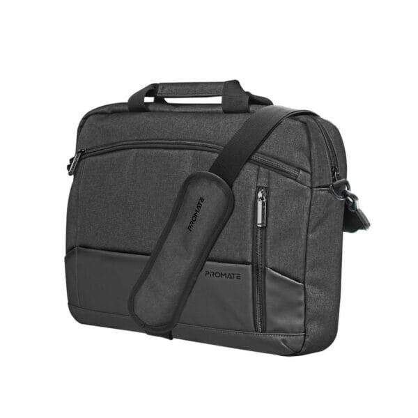 Promate Satchel-MB 15.6" Water-Resistant Laptop Messenger Bag with Luggage Belt SATCHEL-MB.BLACK