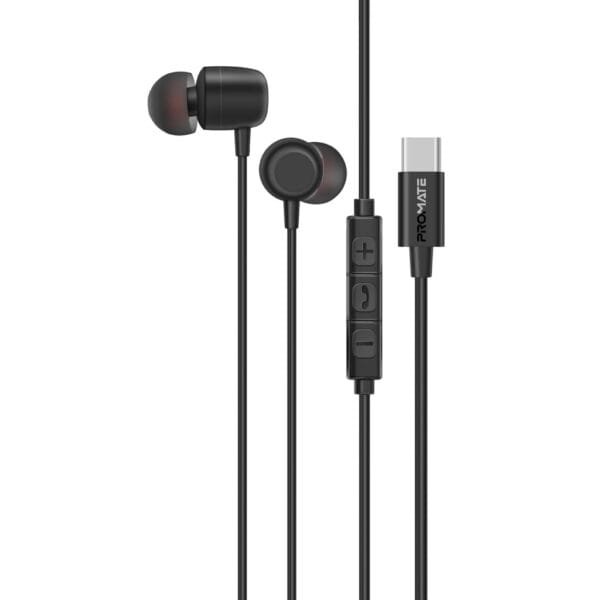 Promate Silken-ENC USB-C Wired Earphones with ENC Microphone SILKEN-ENC.BLACK