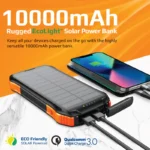 Promate SolarTank-10PDQI 10000mAh Solar Power Bank 18W USB-C PD 10W Wireless Charging SOLARTANK-10PDQI