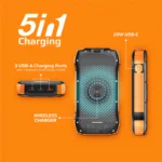 Promate SolarTank-20PDQi 20000mAh 20W PD Solar Power Bank with 10W Wireless Charging SOLARTANK-20PDQI