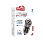 Promate TransDrive-65W 65W PD/QC3.0 Dual Port Mini Car Charger TRANSDRIVE-65W