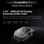 QCY Active GT 1.43-inch AMOLED Bluetooth Calling IPX8 Smartwatch WA23S7A