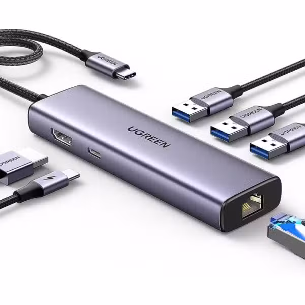 Ugreen CM512 6-in-1 USB-C Hub 4K@60Hz HDMI Gigabit Ethernet 100W PD