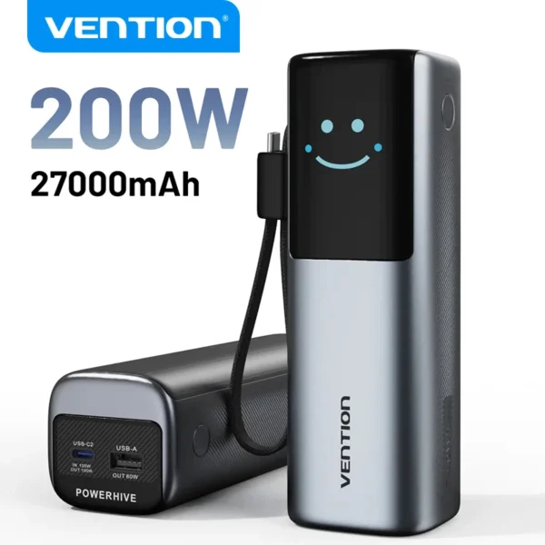 Vention 27000mAh 200W Power Bank (USB-C/USB-A, PD 3.1, LED Display) FKGH0