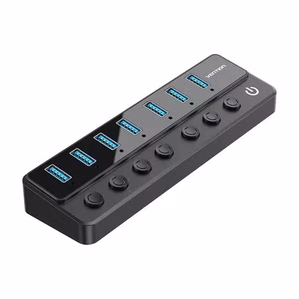 Vention CHXBO USB 3.0 Hub 7-Port with Individual Power Switches and DC 5V Adapter