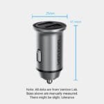 Vention FEQW0 60W Dual USB-A 30W Car Charger Aluminum Gray TZ-FEQW0-UK-01