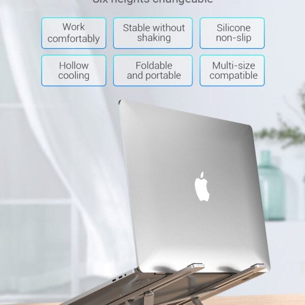 Vention Foldable Laptop Stand Aluminum Alloy 6-Level Adjustable Silver KDMI0