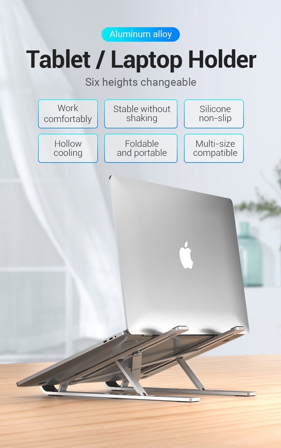 Vention Foldable Laptop Stand Aluminum Alloy 6-Level Adjustable Silver Vention Foldable Laptop Stand Aluminum Alloy 6-Level Adjustable Silver KDMI0