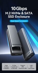 Vention M.2 NVMe SSD Enclosure USB 3.1 Gen 2 10Gbps Type-C Aluminum KPGHO
