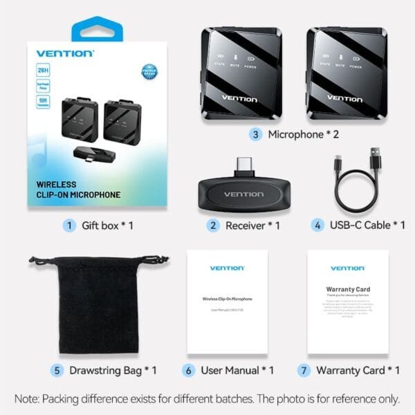 Vention NCBB0 USB-C Wireless Lavalier Microphone 2-Pack 2.4GHz NCBB0