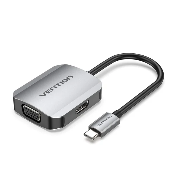 Vention Type-C HDMI Converter 4-in-1 HDMI VGA USB 3.0 PD 0.15m Gray Metal