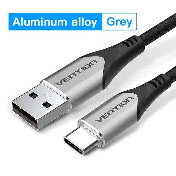 Vention USB 2.0 A to C 3A Cotton Braided Cable 1M Gray