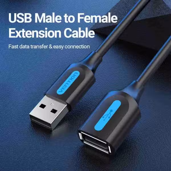 Vention USB 2.0 Extension Cable A Male to Female 3m Black PVC