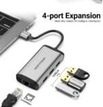 Vention USB 3.0 Hub 3-Port Gigabit Ethernet Aluminum CKBHB CKBHB