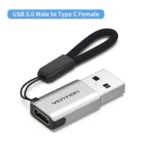 Vention USB 3.0 Male to USB-C Female Adapter Gray Aluminum Alloy 5Gbps