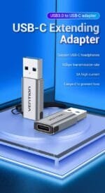 Vention USB 3.0 Male to USB-C Female Adapter Gray Aluminum Alloy 5Gbps CDPHO