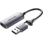 Vention USB-C + USB-A to HDMI Adapter 4K 0.15m Aluminum Alloy ACYHB
