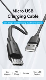 Vention USB Micro-B Cable 2.0 A Male 3A 1M Black COLBF