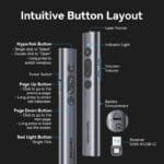 Vention Wireless PowerPoint Presenter 2.4GHz Red Laser 100m Range - Gray KQIH0