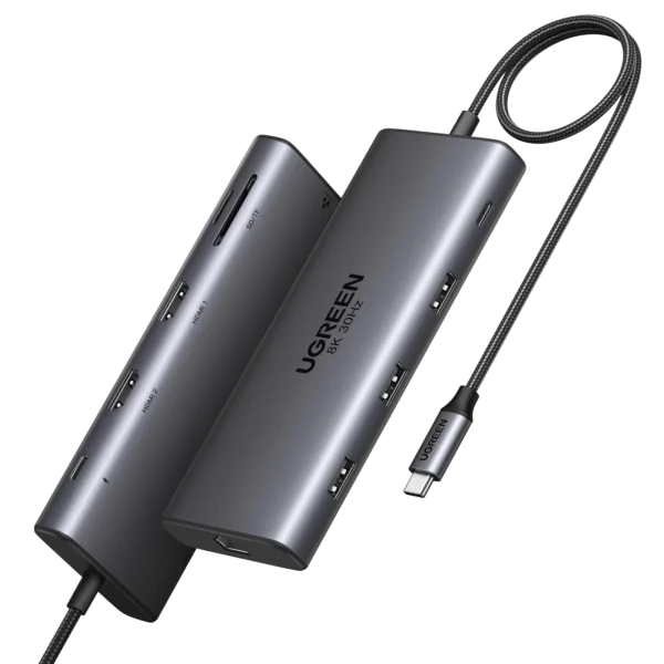 Ugreen CM639 10-in-1 USB-C Hub Dual 4K HDMI Gigabit Ethernet 100W PD