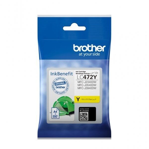 Brother LC472Y Yellow Ink Cartridge 550 Page Yield LC472Y