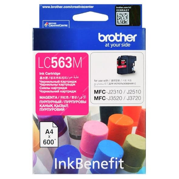 Brother LC563M Magenta Ink Cartridge, 600 Page Yield LC563M