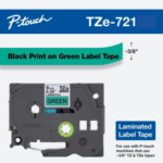 Brother M-721 9mm Black on Green Label Tape (8m) M-721