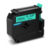 Brother M-731 12mm Black on Green Label Tape M-731