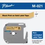Brother M-821 9mm Black on Gold P-touch Tape 8m M-821