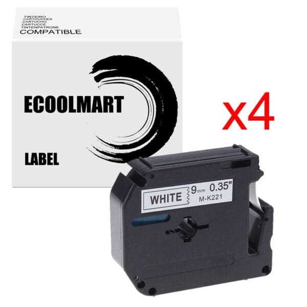 Brother M-K221 9mm Black on White Label Tape (8m) M-K221