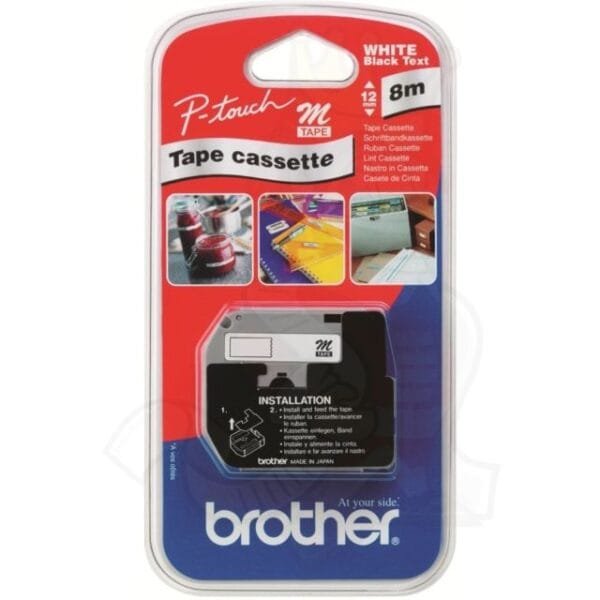 Brother M-K222 9mm Red on White Label Tape (8m) M-K222