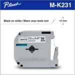 Brother M-K231 12mm Black on White Label Tape (8m) M-K231