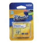 Brother M-K233 12mm Blue on White Non-Laminated Label Tape (8m) M-K233