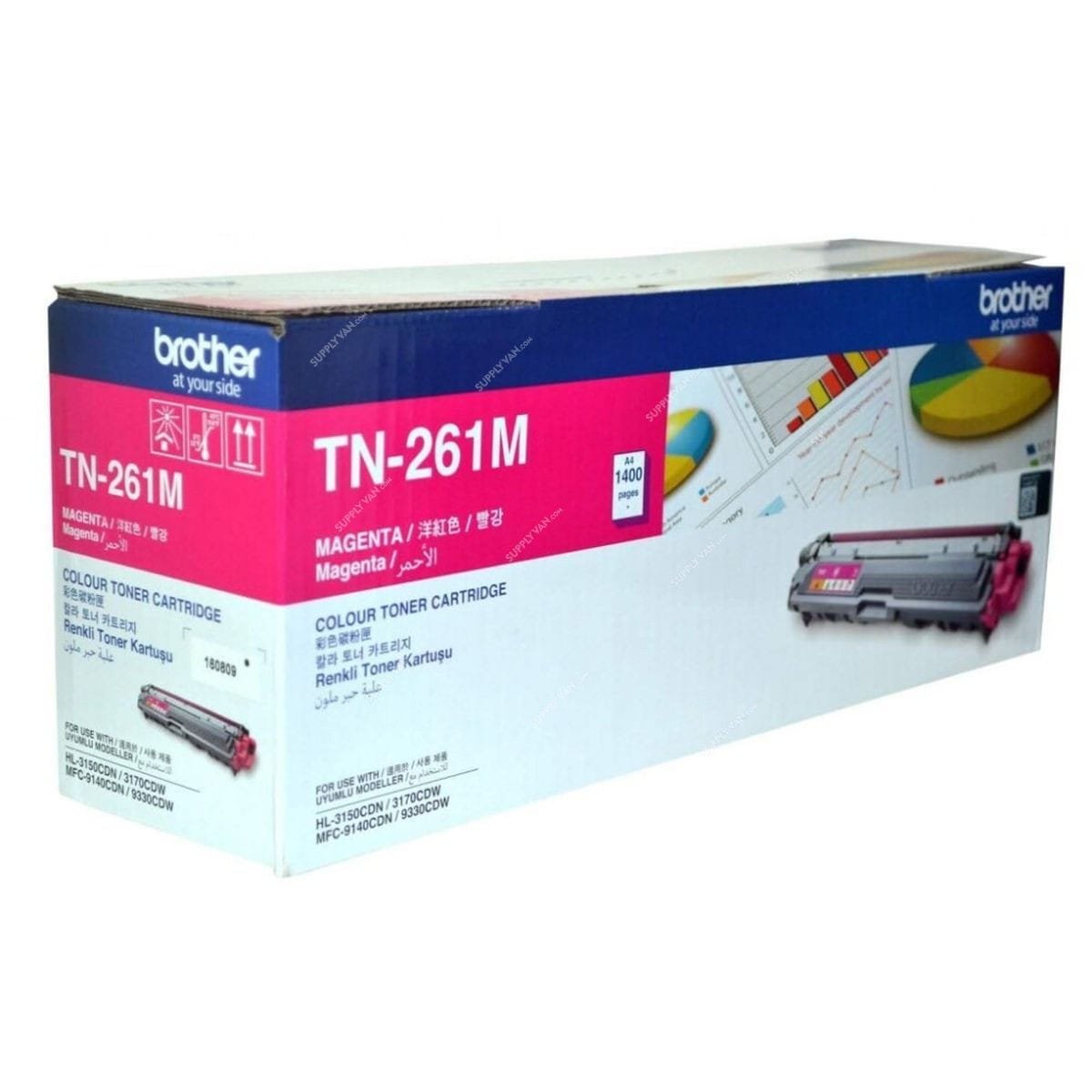 Brother TN-261M Magenta Toner Cartridge 1,400 Pages Brother TN-261M Magenta Toner Cartridge 1,400 Pages TN-261M
