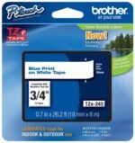 Brother TZE-243 18mm Blue on White Laminated Tape 8m TZE-243