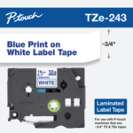 Brother TZE-243 18mm Blue on White Laminated Tape 8m TZE-243