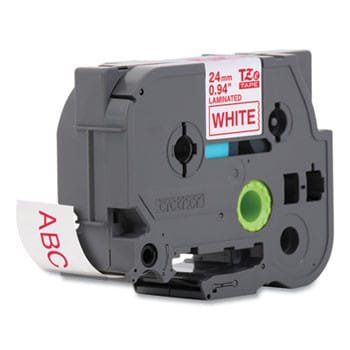Brother TZE-252 24mm Red on White Laminated Tape TZE-252