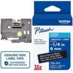 Brother TZE-315 6mm White on Black Laminated P-touch Tape 8m TZE-315