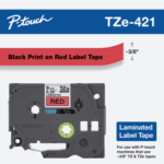 Brother TZE-421 9mm Black on Red Laminated Label Tape 8m TZE-421