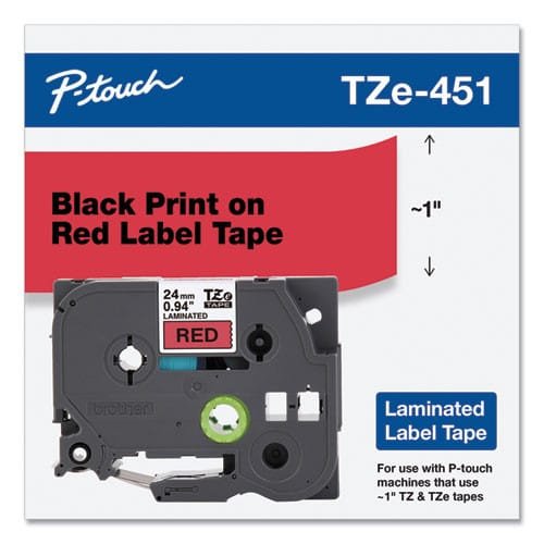 Brother TZE-451 24mm Black on Red Laminated P-Touch Tape TZE-451