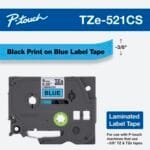 Brother TZE-521 9mm Black on Blue Laminated Tape 8m TZE-521