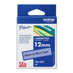 Brother TZE-531 12mm Black on Blue Laminated Label Tape TZE-531