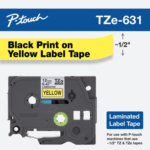 Brother TZE-631 12mm Black on Yellow Laminated Tape TZE-631