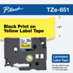 Brother TZE-651 24mm Black on Yellow Laminated Label Tape 8m TZE-651