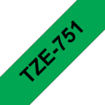 Brother TZE-751 Laminated Tape 24mm Black on Green 8m TZE-751